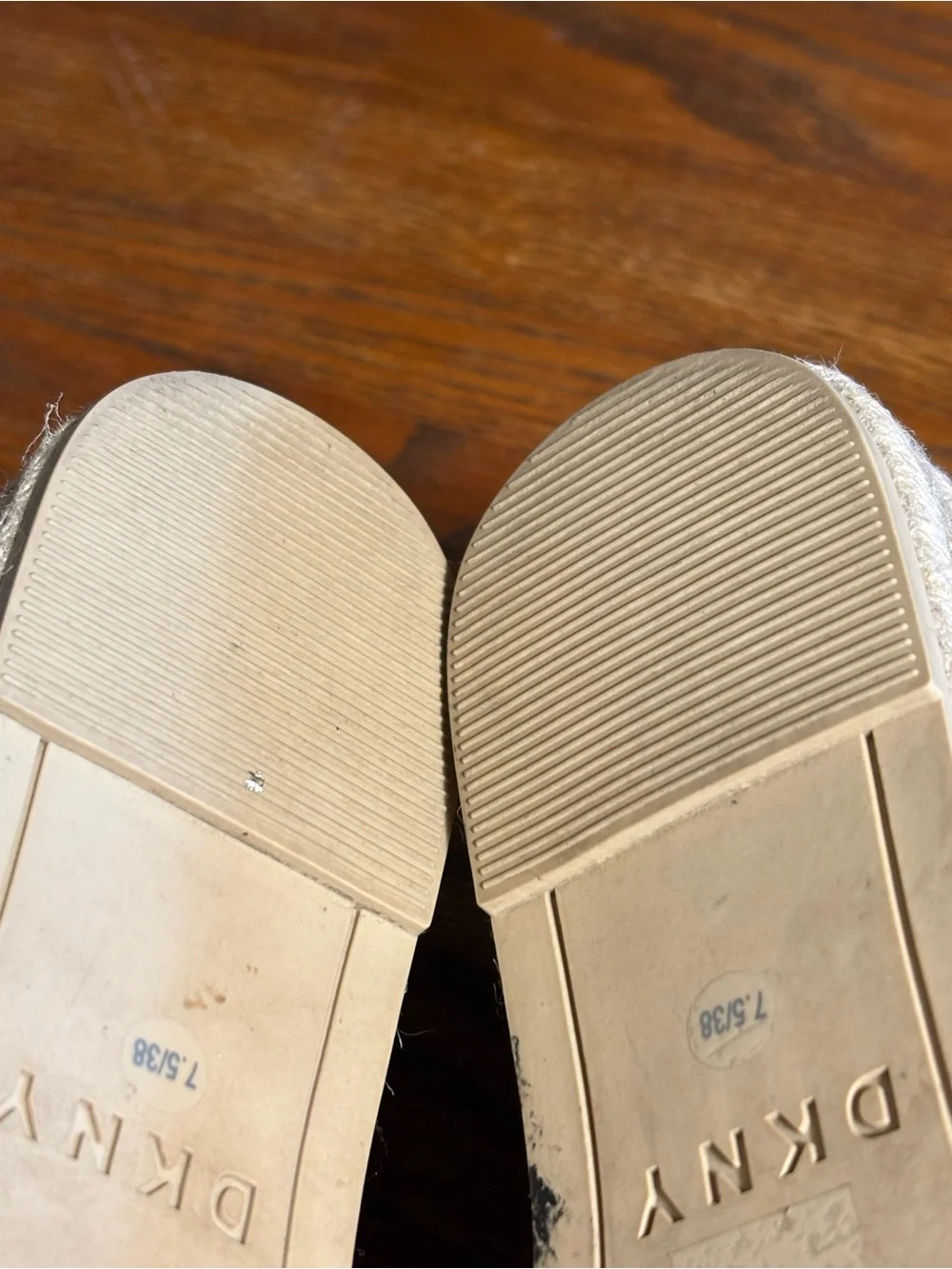 DKNY Leather Peep Toe Espadrilles. 1 1/2 inch wedge. Woman’s size 7.5
